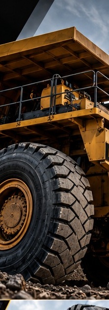 Heavy-duty off-the-road tyre on a haul truck